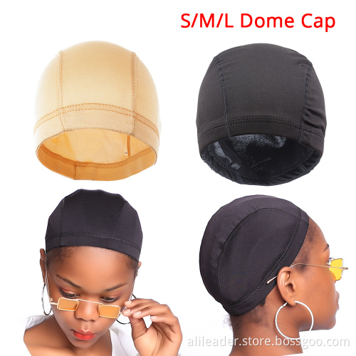 Black Wig Hats S/M/L Size Spandex Dome Cap
